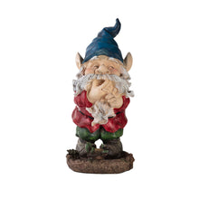 Load image into Gallery viewer, Alpine Corporation 15&quot; Tall Outdoor Garden Gnome Smiling Yard Statue Decoration, Multicolor
