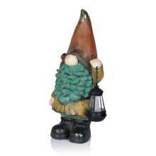 Load image into Gallery viewer, Alpine Corporation MCC856SLR Solar Vintage Gnome Holding Lamp Garden Ornament Statuary wOrange Hat, Multi-Color
