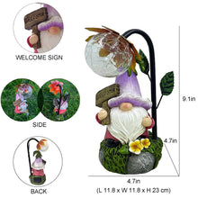 Load image into Gallery viewer, Maikall Rish Garden Gnomes Outdoor Statue with Solar Lights Welcome Gnome Home Garden Decor Mom Gifts for Yard Patio Home Garden
