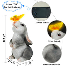 Load image into Gallery viewer, Loofu Solar Garden Rabbit Statue Outdoor Ornament, Butterfly on Rabbit- for Home Lawn Decor Garden Animal Figurine for Patio, Balcony, Yard, Lawn, Innovative Gift, 23cm*15cm*12cm
