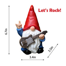 Load image into Gallery viewer, WSHMZYHOME Garden Gnome with Guitar Figurine, Red Hat, Blue Outfit, Indoor Outdoor Decorative Statue
