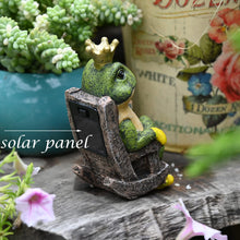 Load image into Gallery viewer, Gardenfans Miniature Frog Garden Statue with Solar Light Home Decor Fairy Garden Accessories Frog Decor for Patio, Balcony, Yard, Lawn Bedroom 2.3&quot;x3.3&quot;x5&quot;
