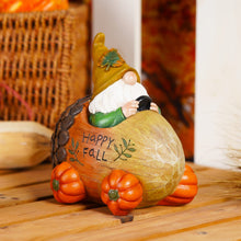 Load image into Gallery viewer, Garden Statue Gnome Figurine, Resin Gnome Truck Decoration Funny Gnomes Pumpkin Ornaments Autumn Decor for Patio
