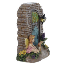 Load image into Gallery viewer, Azuma Fairy Door Solar Powered Garden Ornament Yellow LED Lights Outdoor - Fairy
