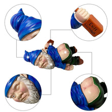 Load image into Gallery viewer, MINICAR 9.5&#39;&#39; Drunk Gnomes Statues Outdoor Decor, Funny Knome Sculptures Yard Decorations Lawn Patio Dwarf Ornament for Housewarming Mother&#39;s Father&#39;s Day Weird Garden Gift(Blue)
