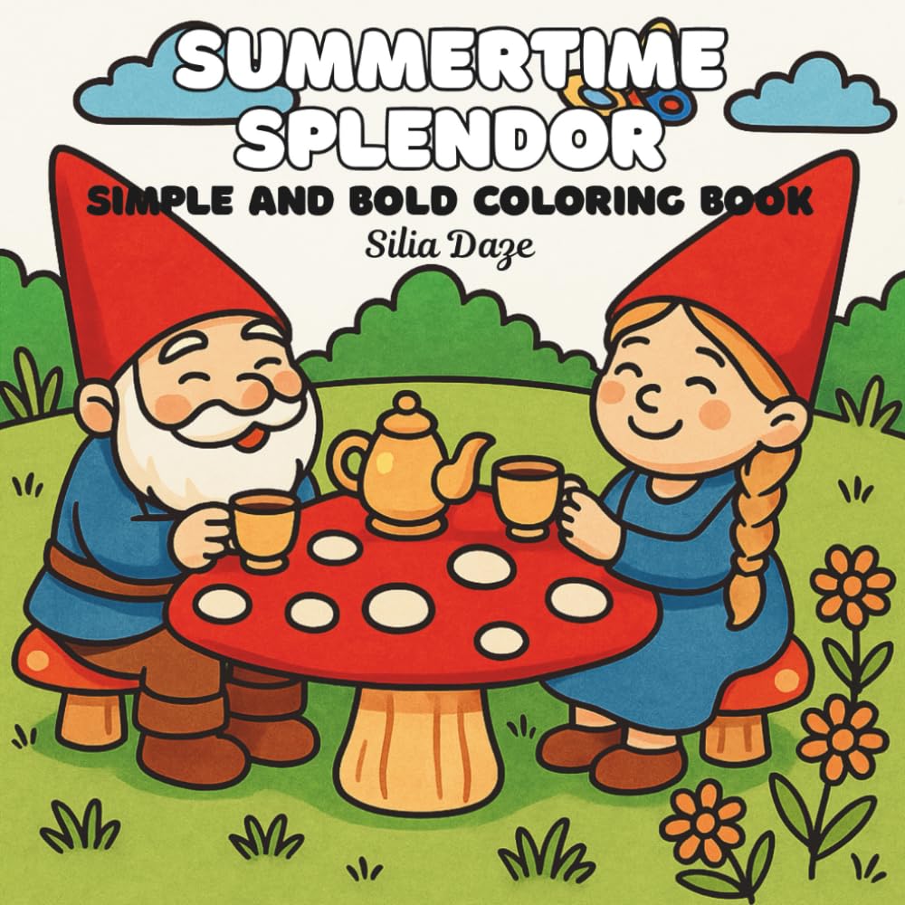 Summertime Splendor: A Simple and Bold Coloring Book with Garden Gnomes