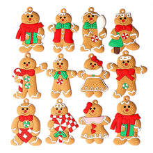 Load image into Gallery viewer, Jagowa Christmas Gingerbread Man Ornament Set - 12 Plastic Figurines for Xmas Tree Decoration, Festive Holiday Party, Home &amp; Kids
