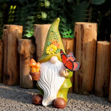 Load image into Gallery viewer, Foreby Garden Gnomes Outdoor Garden Decor-Solar Gnome with LED Lighted Mushroom and Vivid Butterfly Gnomes Decorations for Yard Decor,Gardening Gifts for Women

