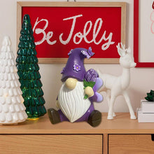 Load image into Gallery viewer, Gnome Garden Decor Statue - Purple Violet Gnome Lawn Ornament, Desktop Cute Gnome Figurine for Patio, Outdoor Yard, Shelf, Desk, Home Decor Accent, Unique Gnome Decorations for Garden, Bedroom
