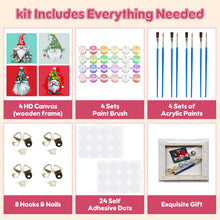 Load image into Gallery viewer, GHHKUD Christmas Gnomes Paint by Numbers Kits for Adults Beginners Kids, 4 Pack Cartoon Painting by Numbers Canvas Kit for Children, Colourful Paint by Numbers with Wooden Framed Canvas, 8x8inch
