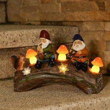 Load image into Gallery viewer, Jy.Cozy Funny Garden Gnome Statue Solar Powered Mushroom Figurine with Squirrel Gnome Durable Resin Outdoor Decoration for Patio Yard Lawn Ornament Housewarming Gift
