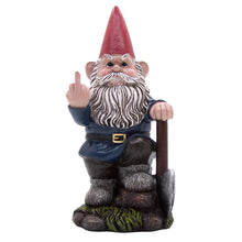 Load image into Gallery viewer, Wowser Angry Garden Gnome with a Shovel, Freestanding Figurine, Unique Outdoor Décor, Funny Gift, 9 Inches
