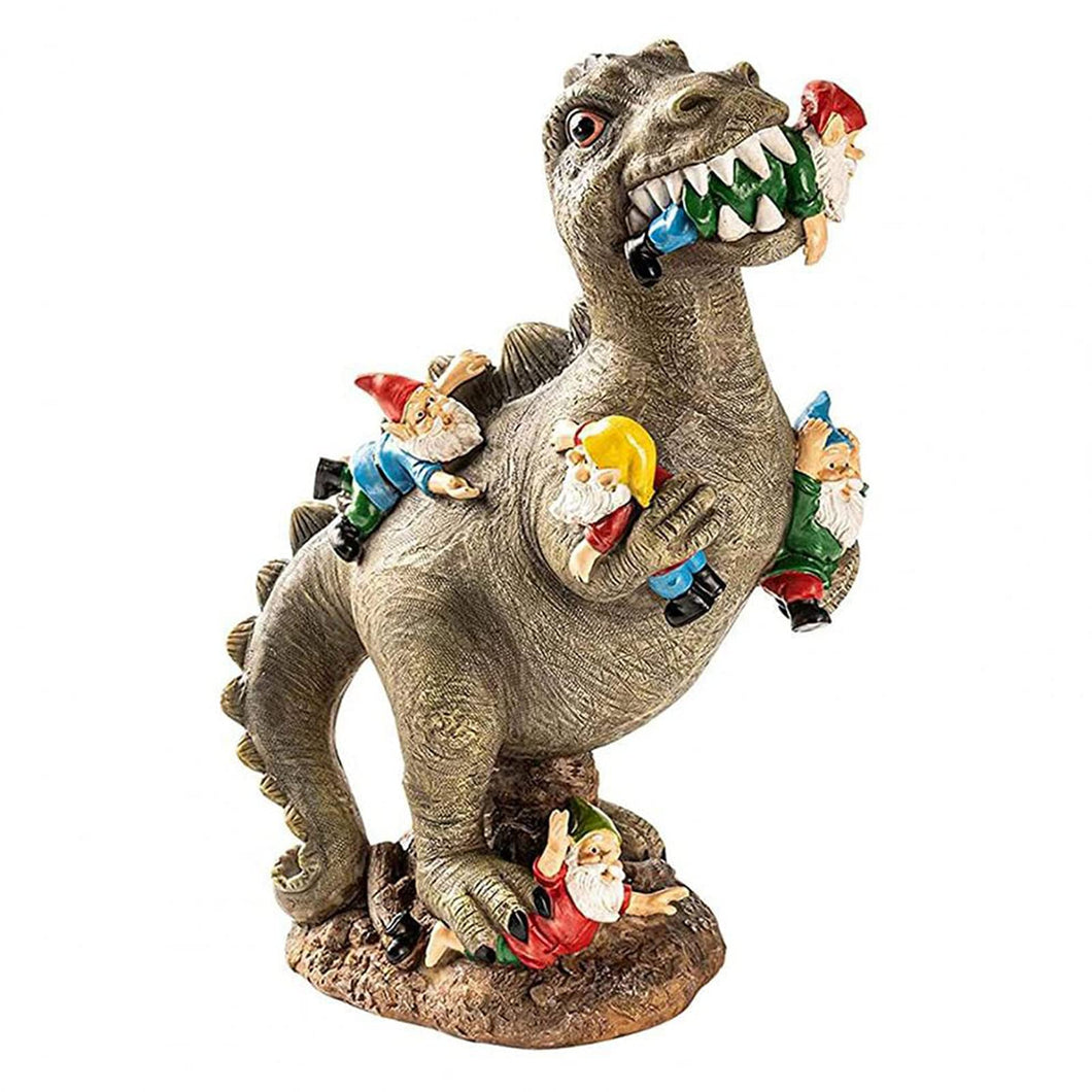 Dinosaur Food Gnomes Garden Statues, Garden Dinosaur Statue, Funny Gnomes Resin Statue Sculpture, Happy Garden Gnome Decoration Garden Sculpture, Outdoor Yard Art Decoration Lawn Decoration (L)