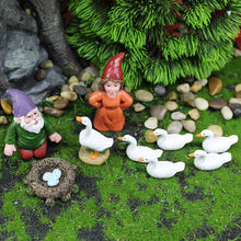 Load image into Gallery viewer, Fairy Tale Garden Accessories, Miniature Gnome Statue and Large White Goose Statue 9 Pieces Set, Garden Gnome Statue for Planter Decoration, Home Decoration, Fairy Tale Garden
