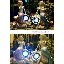 Load image into Gallery viewer, MYYINGBIN A Pair Of Mermaid Solar Light Statue Resin Garden Sculptures Solar Lamp Outdoor Fairy Ornament For Lawn Patio
