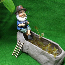Load image into Gallery viewer, Fairy Garden Gnome Statues Miniature Dwarf Elf Fishing Figurines Outdoor Landscape Ornaments for Yard Lawn Pond Pool Riverside Decoration (Gnome)

