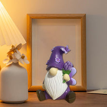 Load image into Gallery viewer, Gnome Garden Decor Statue - Purple Violet Gnome Lawn Ornament, Desktop Cute Gnome Figurine for Patio, Outdoor Yard, Shelf, Desk, Home Decor Accent, Unique Gnome Decorations for Garden, Bedroom
