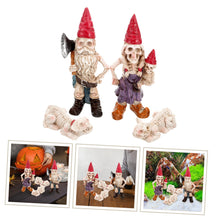 Load image into Gallery viewer, BESPORTBLE Gnome Skull Statue Skeleton Dwarf Ornaments Halloween Gnome Garden Decorative Resin
