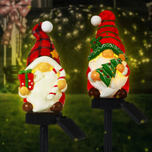 Load image into Gallery viewer, Rossesay 2 Pack Christmas Gnome Solar Light Christmas Stake light for Outside Waterproof Gnome Statue LED Solar Light for Winter Home Patio Garden Yard Lawn Pathway Walkway Xmas Outdoor Decoration
