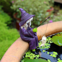 Load image into Gallery viewer, Fairy Garden Fishing Gnome Statues Miniature Witch Figurines Outdoor Landscape Ornaments for Yard Lawn Pond Pool Riverside Decoration
