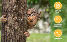 Load image into Gallery viewer, Garden Mile® Novelty Elf Tree Peeker Hugger Faces Resin Garden Ornaments Sculptures Fairy Garden Gnome Tree Lawn Yard Art Home Outdoor Decoration Weatherproof
