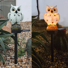 Load image into Gallery viewer, Owl Solar Garden Stake Lights, 2 Pack Owl Outdoor Path Solar Powered Owl Stake Lights for Walkway Yard Lawn Landscape Lighting (White&amp;Brown)

