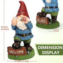Load image into Gallery viewer, Resin Gnomes Garden Decor, 13.5&quot; Tall Solar Large Inappropriate Funny Gifts Gnome Outdoor Statues for Yard, Patio, Lawn, Outside Naughty Gnome Garden Decorations Gift for Men Women
