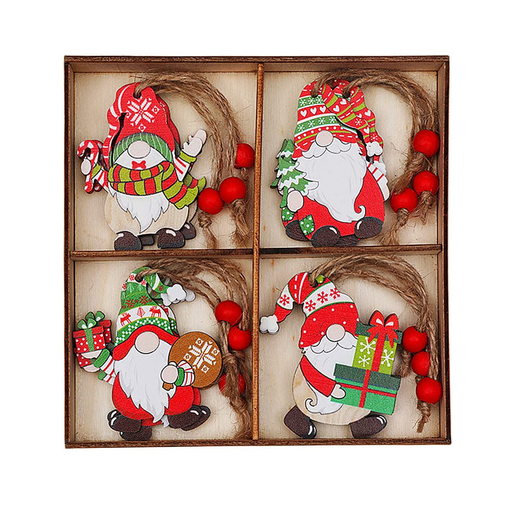 Jagowa 12PCS Wooden Christmas Ornaments - Faceless Dolls for Christmas Tree Decor and Party