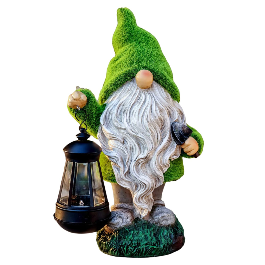 TERESA'S COLLECTIONS Christmas Outdoor Statue for Home, Resin Gnome Decorations with Solar Outdoor Lights for Garden Decor,Green Garden Sculptures & Statues for Front Patio Lawn, Gifts for Mom,12