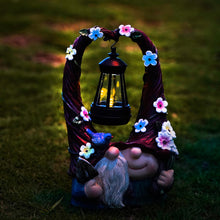 Load image into Gallery viewer, Joint Honglin Outdoor Gnome Decorations with Solar LED Lights Two Couple Gnome Resin Statues
