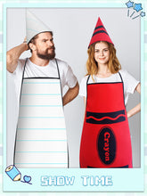 Load image into Gallery viewer, Yudlto 6 Set Crayon Costume Color Crayon Apron and Funny Gnome Cone Hats School Crayon Costume Adult Family for World Book Day Halloween Fancy Dress up

