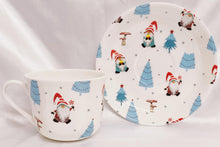 Load image into Gallery viewer, Rainbow Decors North Pole Gnomes Cup &amp; Saucer Jumbo 425 ml 15oz Breakfast Fine Bone China Large Gonks Hand Decorated UK
