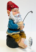Load image into Gallery viewer, My Square Mile Garden Gnome Fishing Ornament, Resin Outdoor Sculpture, 20cm Height, Weather Resistant
