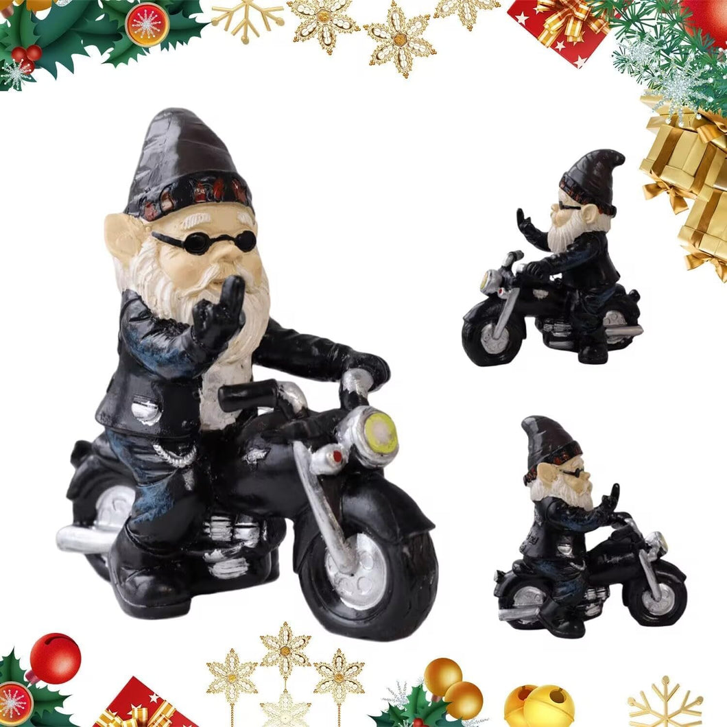 agctrler Biker Gnomes Garden Ornaments, 13 cm Funny Gnome Riding Motorcycle Outdoor Statues, Resin Dwarf Figurine Riding Motorcycle, Waterproof Gnome Figurine for Garden Yard Patio Lawn Decoration