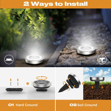 Load image into Gallery viewer, vighep Solar Lights Outdoor Garden, 12 Pack Super Bright Led Solar Ground Lights, IP65 Waterproof Disk Light, Flat Pathway Lighting for Garden Lawn Patio Deck Walkway Landscape-Cold White
