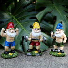 Load image into Gallery viewer, Mrsivrop Funny Workout Garden Gnomes Statues 3pcs 6.2 Inches Outdoor Funny The Muscular, Barbell and Dumbbell Gnomes Decorations Set for Yard, Lawn, Patio, Indoor Gnome Figurine for Home Tabletop
