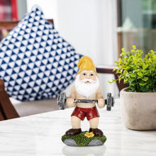 Load image into Gallery viewer, Funny Workout Garden Gnomes Statues, 3pcs 15.5cm Outdoor Funny The Muscular, Barbell and Dumbbell Gnomes Decorations Set for Yard, Lawn, Patio (Weightlifting)
