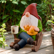 Load image into Gallery viewer, Eremaoy Funny Garden Gnome, Garden Ornaments Outdoor Statue Drinking Coffee Rocking Chair Gnome, Christmas Gnomes Decorations for Yard Home Indoor Outdoor Patio Lawn
