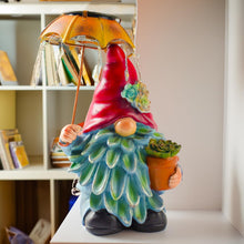 Load image into Gallery viewer, Teaeeno Garden Gnome Statue Decor,Yard Gnomes with Solar LED Umbrella,Solar Lawn Ornaments,Dwarf Sculpture for Outside Patio Porch Lawn Decoration,Waterproof Gnome Statue with Solar Lights for Patio
