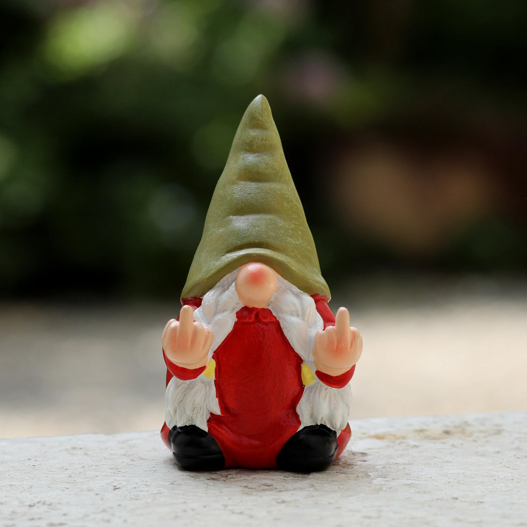 Middle Finger Female Gnome Mini 3.5in,Double Bird Gnome - Naughty Funny Outdoor Decoration for Yard Patio Lawn Ornament and Home Decor,Fairy Garden