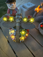 Load image into Gallery viewer, Kraledge Garden Statue, Dragonfly Patio Decor Solar Statue with 10 LED Lights, Resin Dragonfly Figurines Ornament for Balcony, Yard, Lawn Ornament, Perfect Garden Gift
