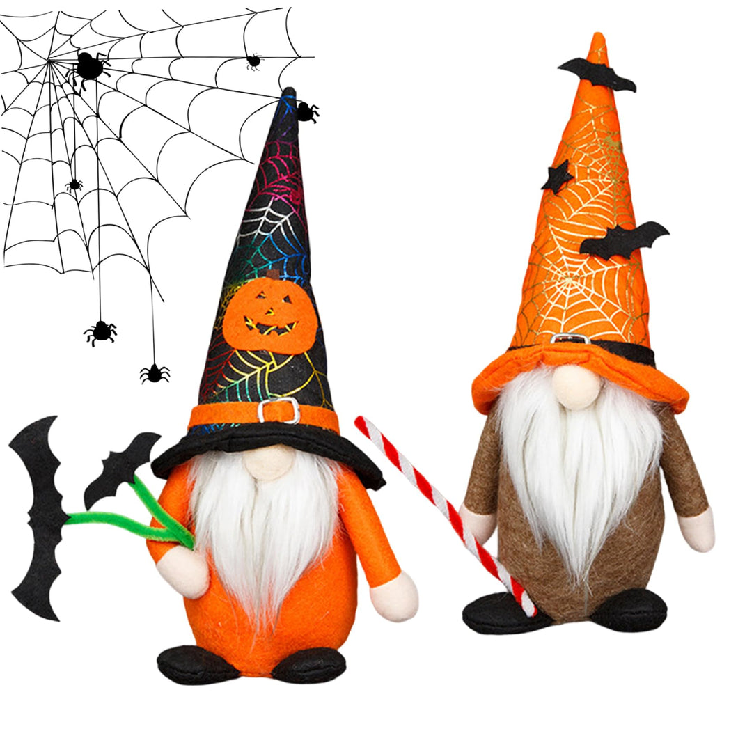 Dbvnnsy 2PCS Halloween Gnomes, Halloween Gonk with Bat Spider Web and Pumpkin Pattern Cute Plush Faceless Doll for Halloween Decorations Indoor Home Decor
