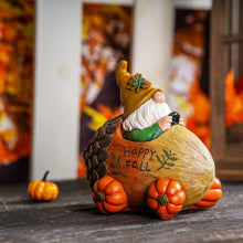 Load image into Gallery viewer, Garden Statue Gnome Figurine, Resin Gnome Truck Decoration Funny Gnomes Pumpkin Ornaments Autumn Decor for Patio
