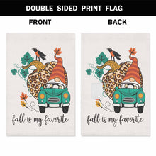 Load image into Gallery viewer, HOSNYE Fall is My Favorite Garden Flag Double Sided Yard Flags Large Leopard Pumpkin, Crow and Gnome on a Turquoise Car Garden Flags for Outside Outdoor Holiday Lawn Banners 12.5 x 18 Inch
