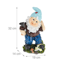 Load image into Gallery viewer, Relaxdays Garden Gnome with Hoe, Weatherproof, Frost Resistant, 32 x 19 x 14 cm, Figurine, Polyresin, Multicoloured
