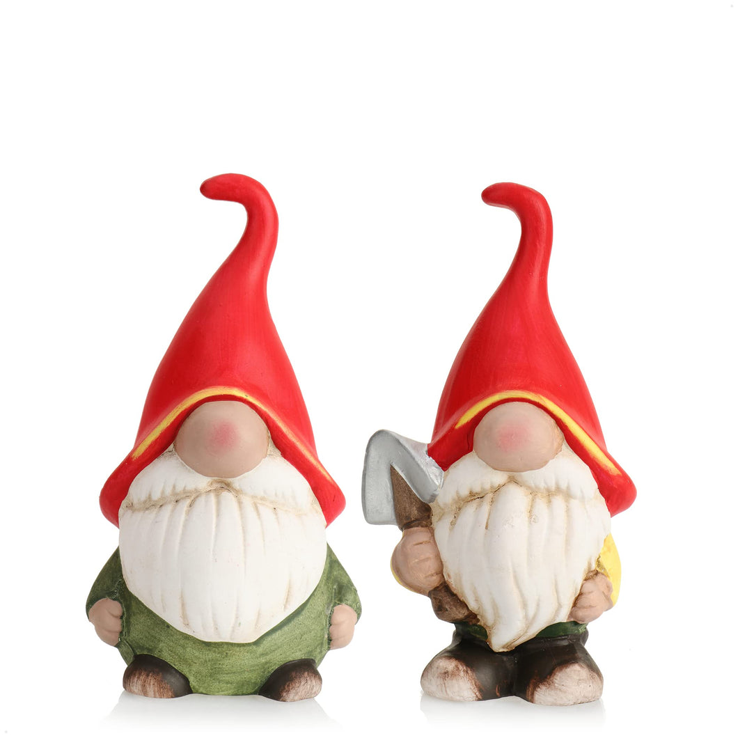 com-four® 2x ceramic gnomes - garden gnomes for standing - decorative gnomes for inside and outside - cute gnomes as garden decoration [selection varies] (2 pieces - 20cm)
