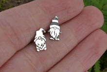 Load image into Gallery viewer, Garden gnome sterling silver stud earrings, lucky charm gonk
