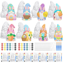 Load image into Gallery viewer, Foilswirl 8 Pcs Gnome Ceramics to Paint Ready to Paint Your Own Ceramic Gnome Statues DIY Unpainted Ceramics Paintable Figurines Kit Crafts with Brush Palette
