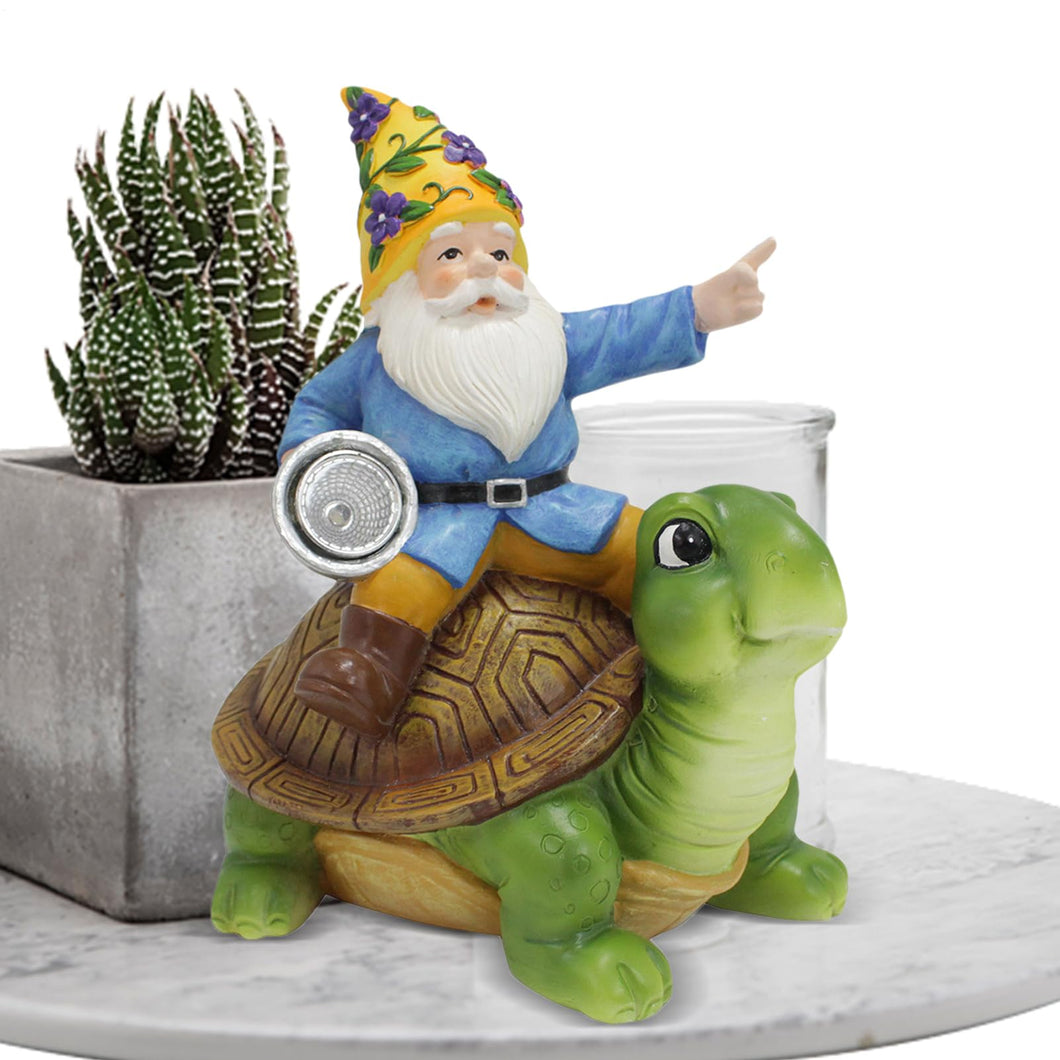 Qyljeiwred Solar Turtles for Outdoors | Solar Turtle Figurine Light with Gnome - Waterproof Tortoise Sculpture for Outdoor Courtyard Poolside Patio Garden Decoration