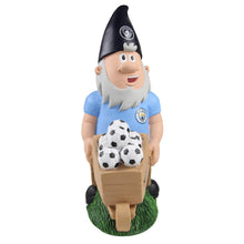 Load image into Gallery viewer, FOCO EPL FOOTBALL MANCHESTER CITY FC WHEELBARROW GARDEN GNOME 10.5&quot; ORNAMENT INDOOR/OUTDOOR
